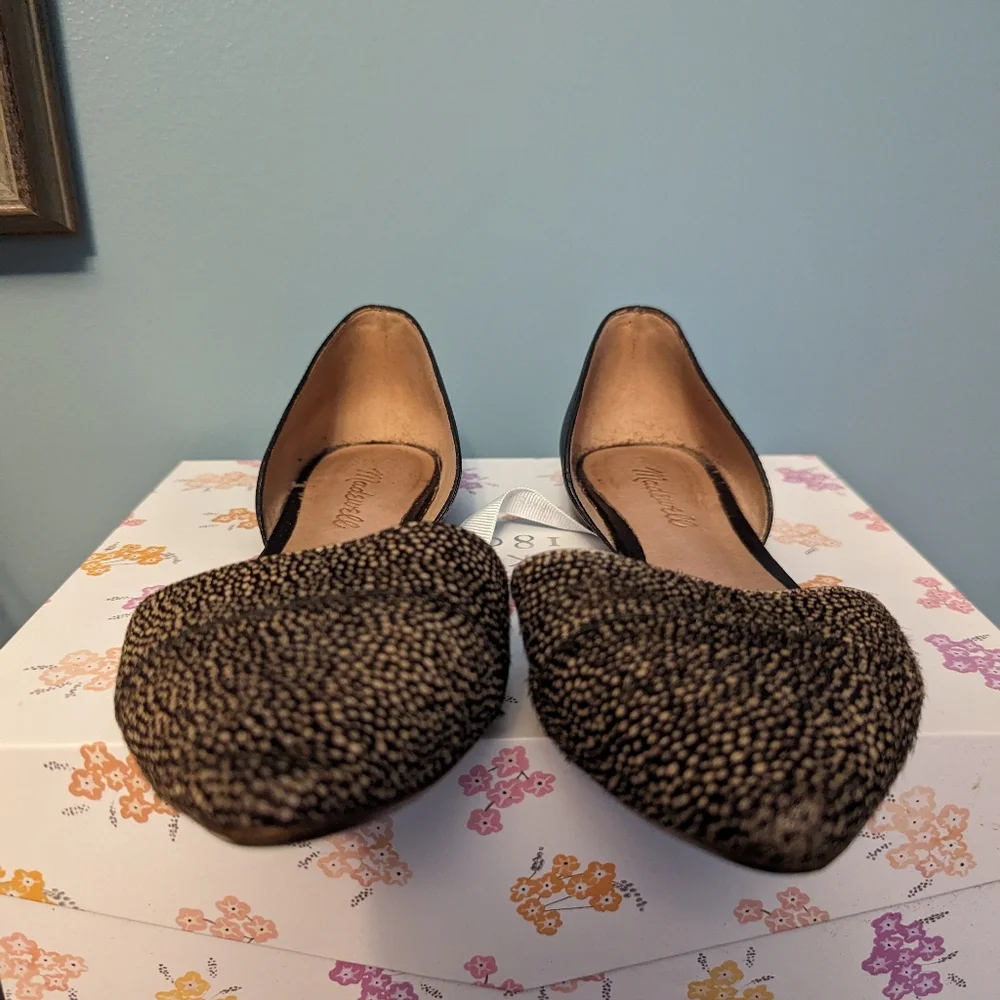 Madewell D'orsay flat in dotted calf hair, size 7